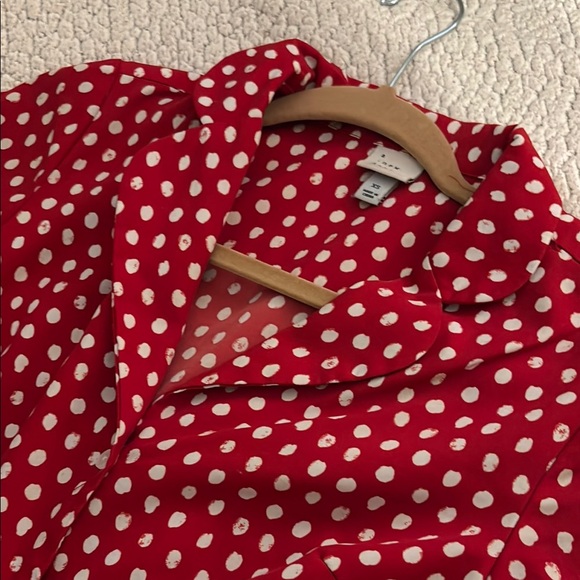 Target A New Day Red and White Polka Dot Button-down Dress - Picture 4 of 4